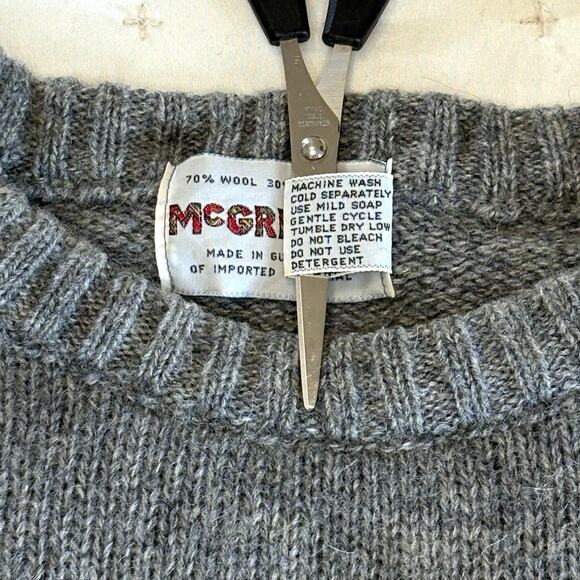 Vintage McGregor Crew Neck Sweater Women’s L | Gray Wool Blend 1990s - Picture 4 of 8